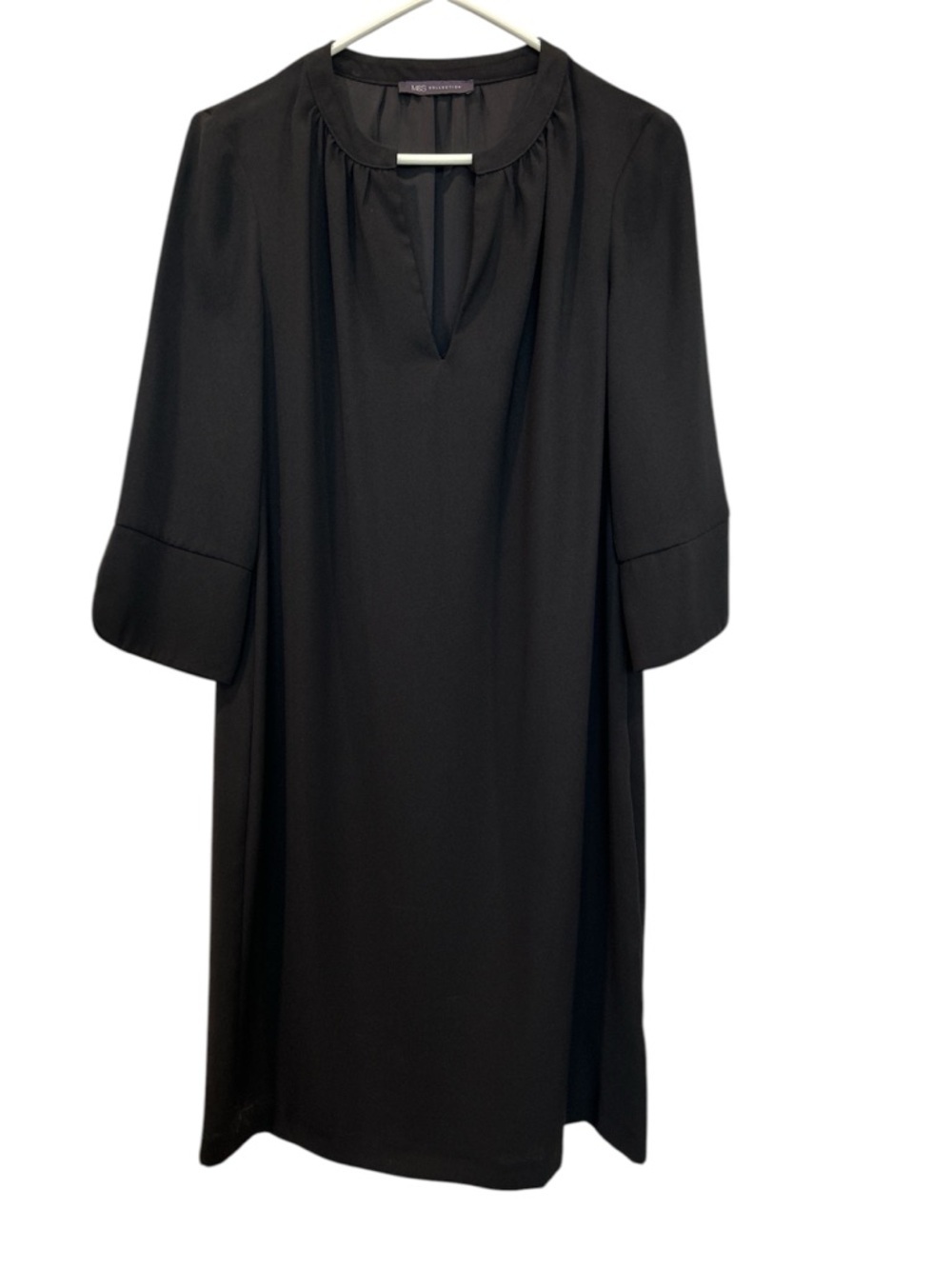 M&S Collection Black Shift Dress - Elegant 3/4 Sleeve